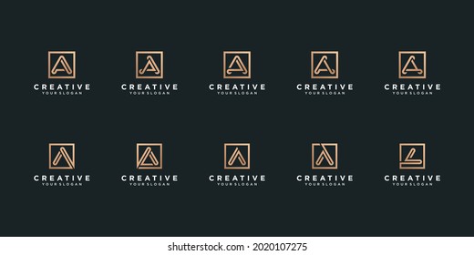 Set of letter A logo in square style Premium Vector