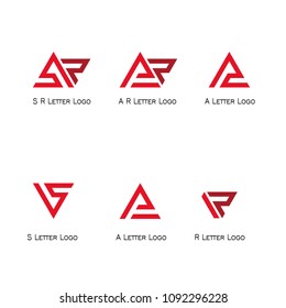 Set Letter Logo, SR, AR, A, S, R Logo Dreieck flach Design.