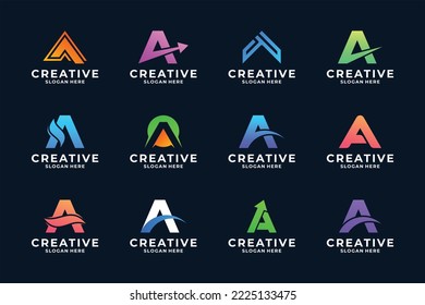 Set of letter A logo type.