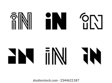 Conjunto de logotipos IN letras. Resumen de colección de logotipos con letras. Logotipos geométricos abstractos