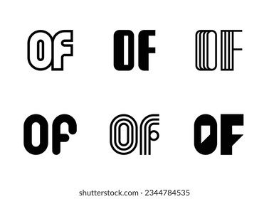 Set of letter OF logos. Abstract logos collection with letters. Geometrical abstract logos