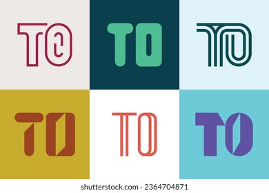 Set of letter TO logos. Abstract logos collection with letters. Geometrical abstract logos