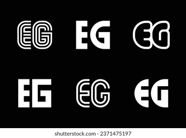 Conjunto de logotipos EG de letras. Resumen de colección de logotipos con letras. Logotipos geométricos abstractos