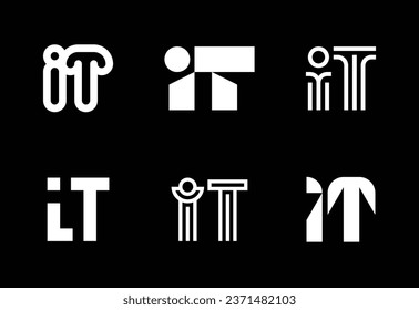 Conjunto de logotipos IT de letras. Resumen de colección de logotipos con letras. Logotipos geométricos abstractos
