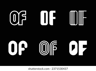 Set of letter OF logos. Abstract logos collection with letters. Geometrical abstract logos
