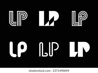 Set of letter LP logos. Abstract logos collection with letters. Geometrical abstract logos