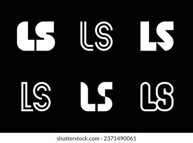 Conjunto de logotipos LS de letras. Resumen de colección de logotipos con letras. Logotipos geométricos abstractos