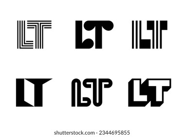 Conjunto de logotipos LT de letras. Resumen de colección de logotipos con letras. Logotipos geométricos abstractos