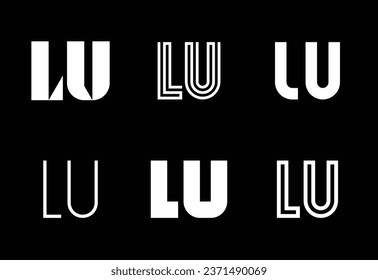 Conjunto de logotipos LU de letras. Resumen de colección de logotipos con letras. Logotipos geométricos abstractos