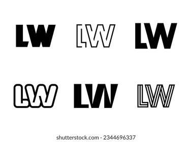 Set of letter LW logos. Abstract logos collection with letters. Geometrical abstract logos