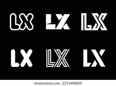 Conjunto de logotipos LX de letras. Resumen de colección de logotipos con letras. Logotipos geométricos abstractos