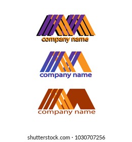 Set the letter "M" is abstract in different versions. Logo letter "M" for the company. Vector illustration