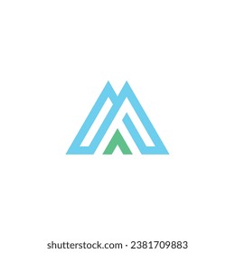 Set Letter M Abstraktes Mountain Icon Bergsee Bergsteigen im Val Piora Hoch über der Leventina