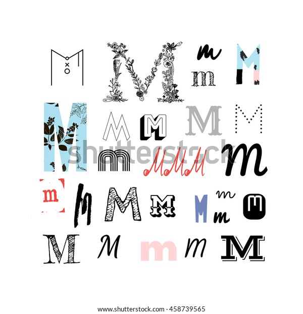 Set Letter M Different Style Collection Stock Vector (Royalty Free ...