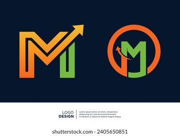 Set of letter M Financial Chart Logo Design.