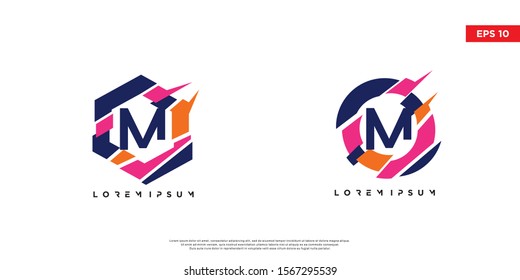 set of letter m initial logo. Technology symbol icon vector design. abstract  logotype.