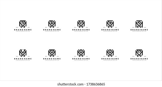 set letter M logo design vector template