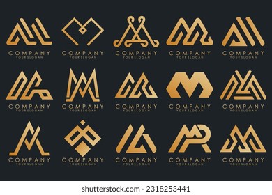 Set von Buchstaben M Logo Design Vektor. Sammlung des modernen M-Buchstaben-Designs in Gold.