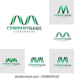Set of Letter M logo design vector. Creative Initial M logo concepts template