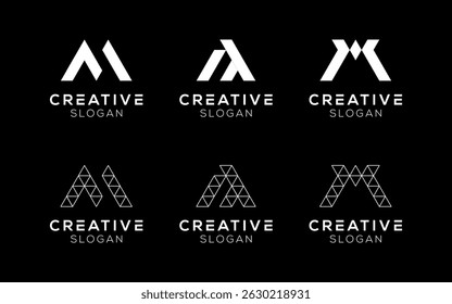 Set of Letter M logo design templates. Modern isolated Letter M symbols for brands and technology