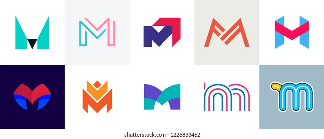 Set of letter M logo. Icon design. Template elements - Collection of vector sign
