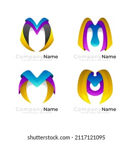 Buchstabe M-Logo-Vorlage, kombiniertes Logo, Vektorbild