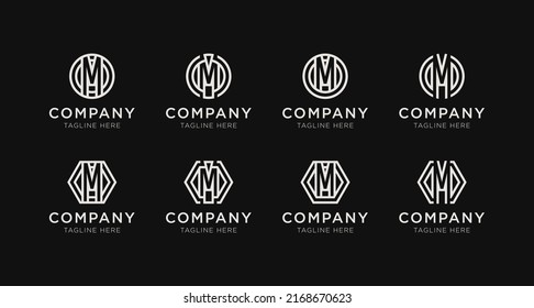 Set of letter M monogram logo design bundle. The logo can be used for any company business.