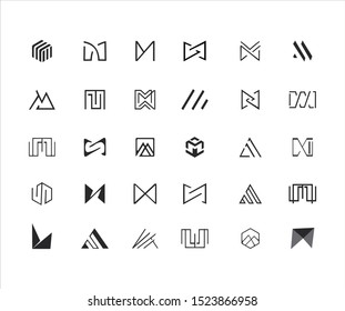 set of letter M symbol icon  Design Illustration simple monogram line art