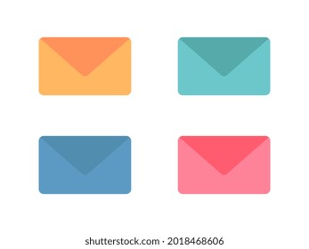 conjunto de letras, iconos de correo con colores diferentes. aislado en un fondo blanco. adecuado para temas de negocios, trabajo, diseño de sitios web, etc. ilustraciones de vectores planos.