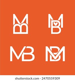 Set Letter MB Logo letra monograma tifografía inicial