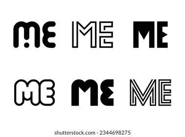 Set of letter ME logos. Abstract logos collection with letters. Geometrical abstract logos