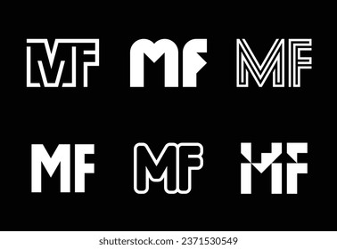 Set of letter MF logos. Abstract logos collection with letters. Geometrical abstract logos