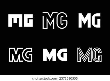Set of letter MG logos. Abstract logos collection with letters. Geometrical abstract logos
