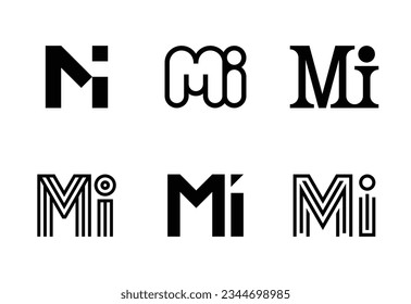 Set of letter MI logos. Abstract logos collection with letters. Geometrical abstract logos