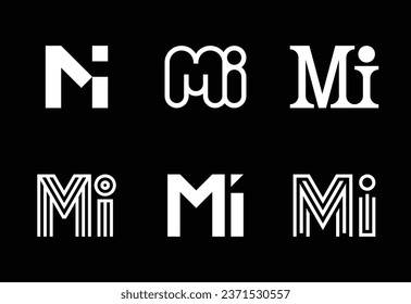 Set of letter MI logos. Abstract logos collection with letters. Geometrical abstract logos