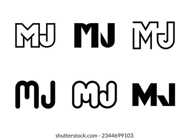 Set of letter MJ logos. Abstract logos collection with letters. Geometrical abstract logos