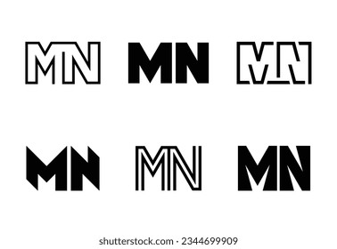 Set of letter MN logos. Abstract logos collection with letters. Geometrical abstract logos