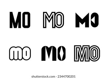 Set of letter MO logos. Abstract logos collection with letters. Geometrical abstract logos