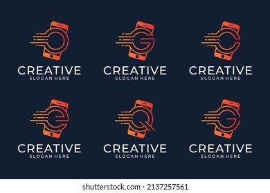 Set of Letter Mobile Phone logo vector