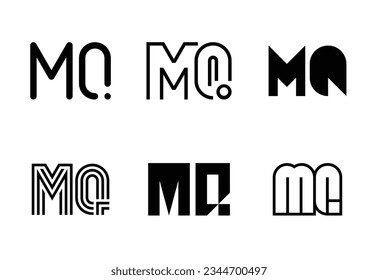 Set of letter MQ logos. Abstract logos collection with letters. Geometrical abstract logos