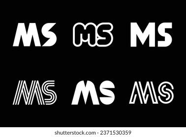 Conjunto de logotipos MS de letras. Resumen de colección de logotipos con letras. Logotipos geométricos abstractos
