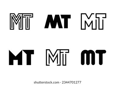 Set of letter MT logos. Abstract logos collection with letters. Geometrical abstract logos