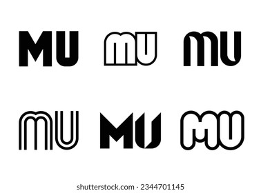 Conjunto de logotipos MU de letras. Resumen de colección de logotipos con letras. Logotipos geométricos abstractos