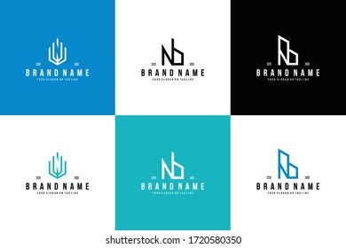 set letter n and build design vector template
