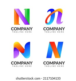 Set of letter N logo collection with colorful concept for  business