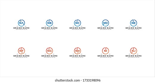 set letter N logo design vector template