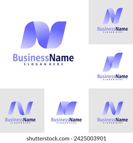 Set of Letter N logo design vector. Creative Initial N logo concepts template