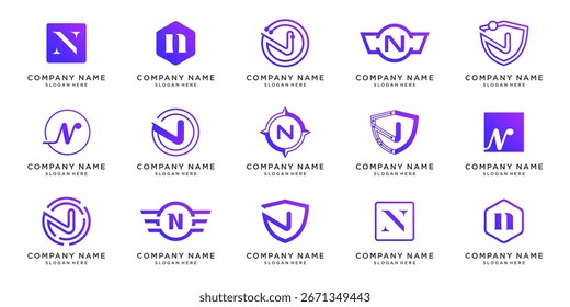 Set letter N logo design template