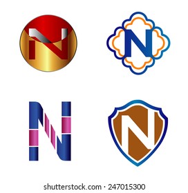 Set of Letter N logo symbol 