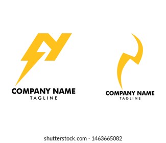 Set of Letter N thunder bolt design logo